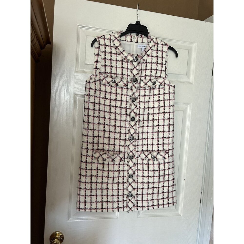 NWOT Veronica Beard plaid tweet nubby jumper dress size 4